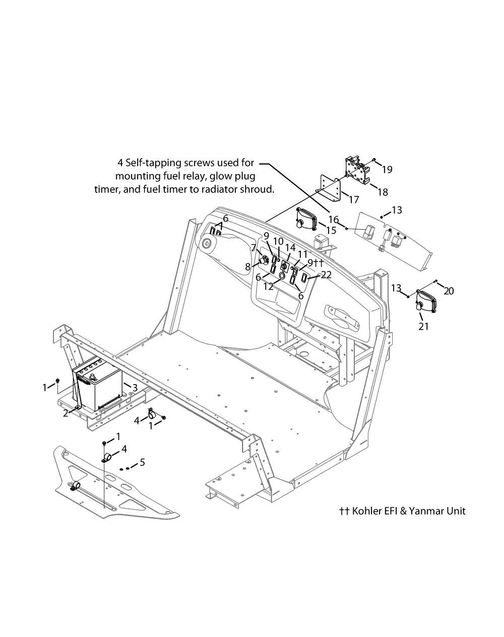 Battery And Dash Panel Accessories Diagram and Parts List for 46G 4X4-1H013H-1H294H-37BCD010 Cub Cadet Lawn Tractor Accessories
